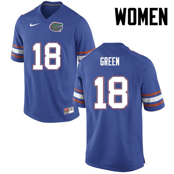 Florida Gators Women #18 Daquon Green College Football Jersey Blue